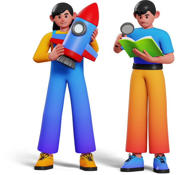 Startup Research Education Study 3D Character Illustration